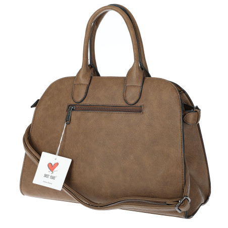 Torebka damska duża listonoszka pojemna modna torba kuferek 6868 Taupe