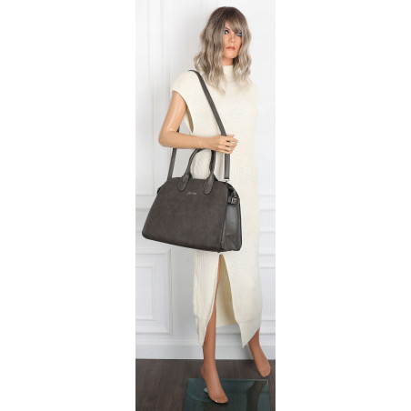 Torebka damska duża listonoszka pojemna modna torba kuferek 6868 Szara