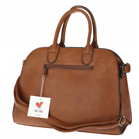 Torebka damska duża listonoszka pojemna modna torba kuferek 6868 Brązowa