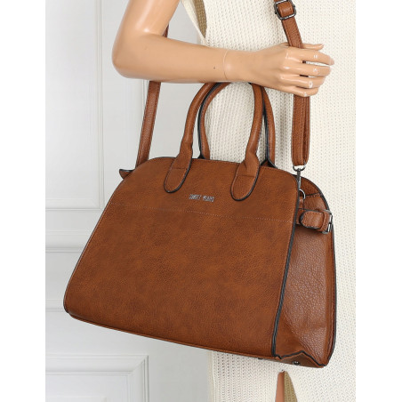 Torebka damska duża listonoszka pojemna modna torba kuferek 6868 Brązowa