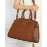 Torebka damska duża listonoszka pojemna modna torba kuferek 6868 Brązowa