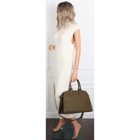 Torebka damska duża listonoszka pojemna modna torba kuferek 6868 Zielona