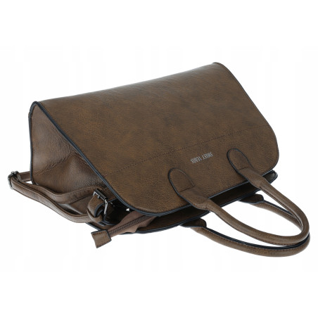 Torebka damska duża listonoszka pojemna modna torba kuferek 6868 Coffee