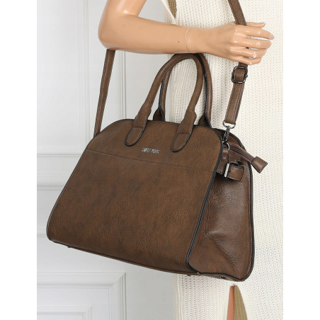 Torebka damska duża listonoszka pojemna modna torba kuferek 6868 Coffee