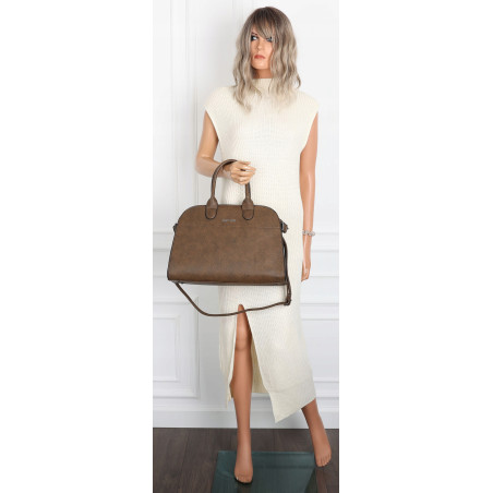 Torebka damska duża listonoszka pojemna modna torba kuferek 6868 Coffee