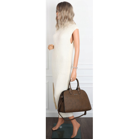 Torebka damska duża listonoszka pojemna modna torba kuferek 6868 Coffee