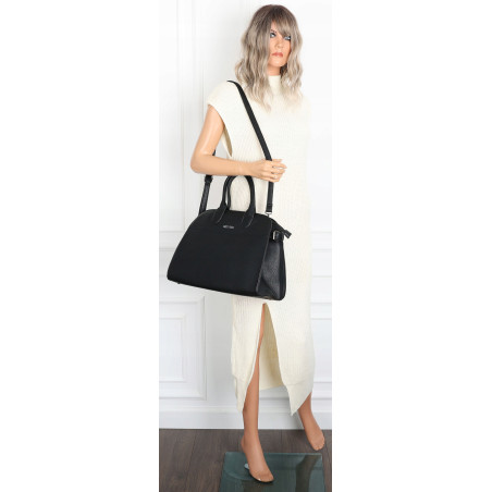 Torebka damska duża listonoszka pojemna modna torba kuferek 6868 Czarna