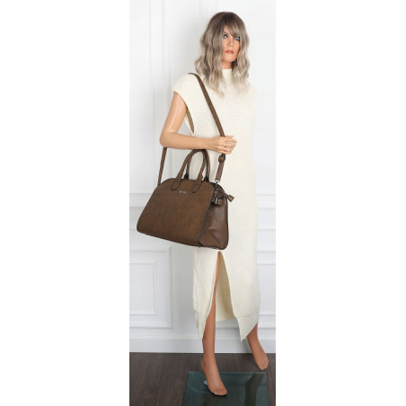 Torebka damska duża listonoszka pojemna modna torba kuferek 6868 Coffee