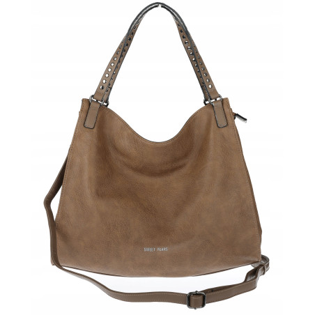 Torebka Damska Shopper worek modna duża torba A4 na Ramię 6867 Brązowa