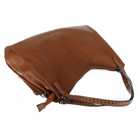 Torebka Damska Shopper worek modna duża torba A4 na Ramię 6867 Brązowa