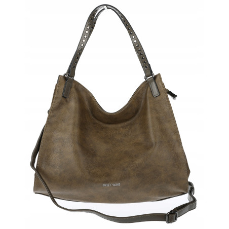 Torebka Damska Shopper worek modna duża torba A4 na Ramię 6867 Zielona