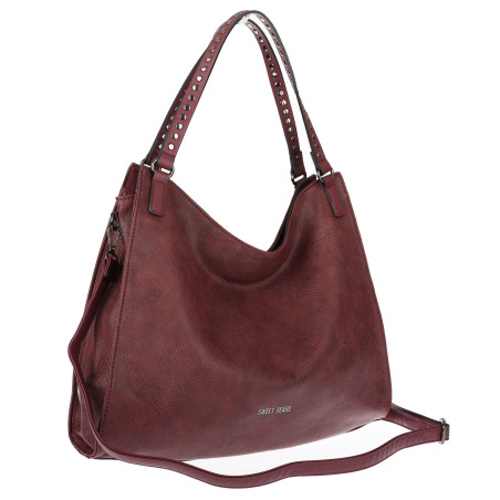 Torebka Damska Shopper worek modna duża torba A4 na Ramię 6867 Bordowa