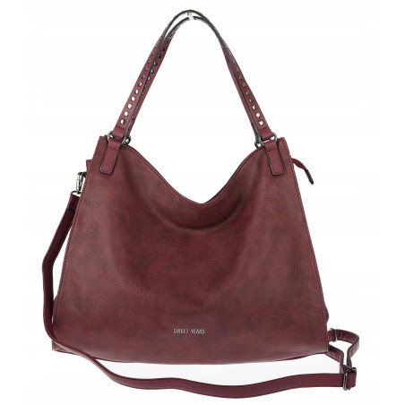 Torebka Damska Shopper worek modna duża torba A4 na Ramię 6867 Bordowa