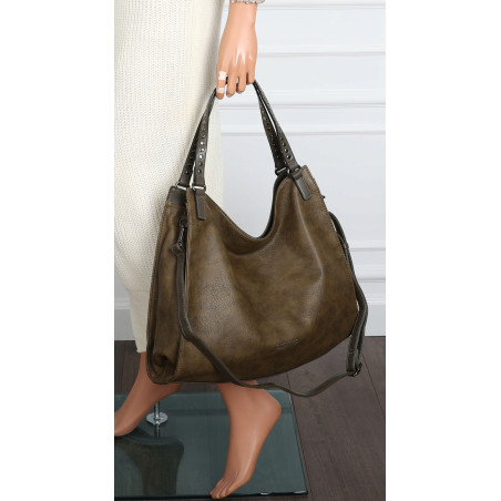 Torebka Damska Shopper worek modna duża torba A4 na Ramię 6867 Zielona