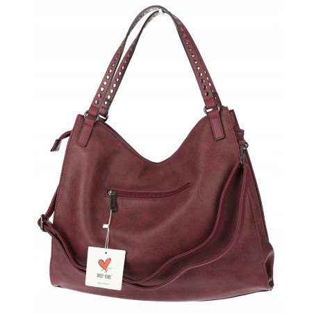 Torebka Damska Shopper worek modna duża torba A4 na Ramię 6867 Bordowa