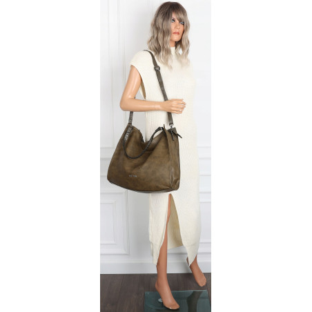 Torebka Damska Shopper worek modna duża torba A4 na Ramię 6867 Zielona