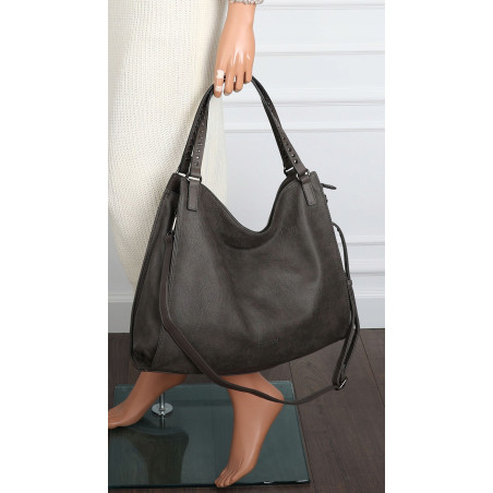 Torebka Damska Shopper worek modna duża lekka torba A4 na Ramię 6867 Szara