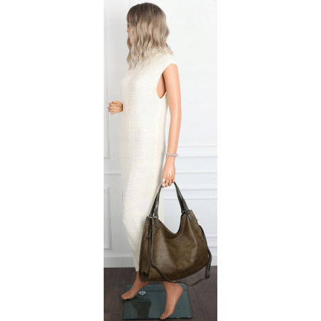 Torebka Damska Shopper worek modna duża torba A4 na Ramię 6867 Zielona