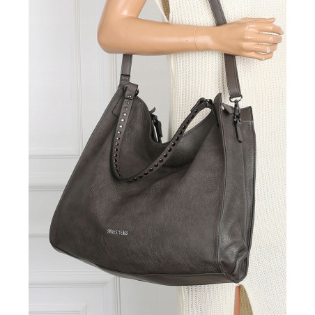 Torebka Damska Shopper worek modna duża lekka torba A4 na Ramię 6867 Szara