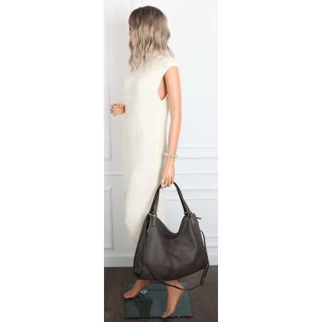 Torebka Damska Shopper worek modna duża lekka torba A4 na Ramię 6867 Szara