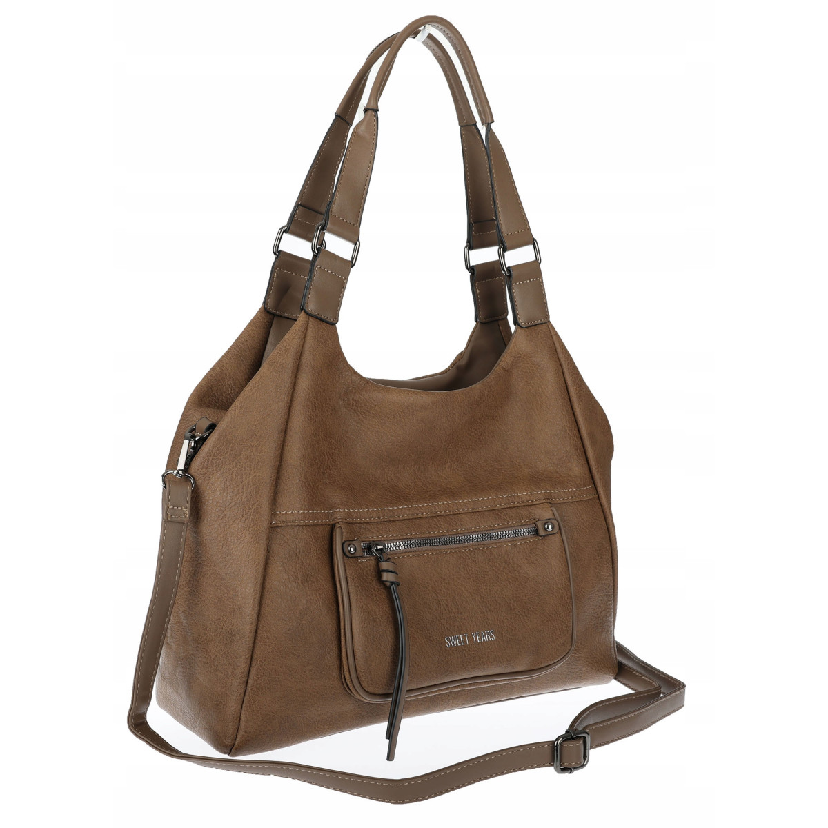 Torebka Damska Shopper worek modna duża torba A4 na Ramię 6870 Brązowa