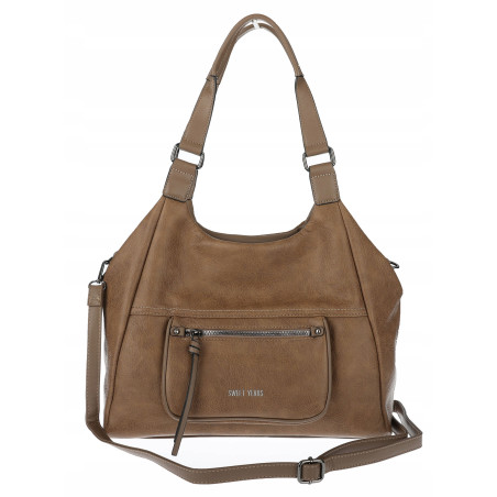 Torebka Damska Shopper worek modna duża torba A4 na Ramię 6870 Brązowa