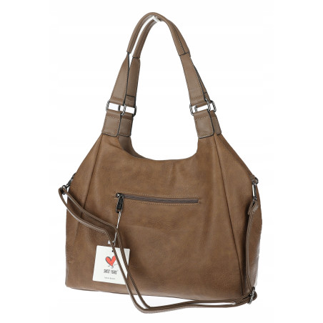 Torebka Damska Shopper worek modna duża torba A4 na Ramię 6870 Brązowa