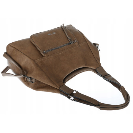 Torebka Damska Shopper worek modna duża torba A4 na Ramię 6870 Brązowa