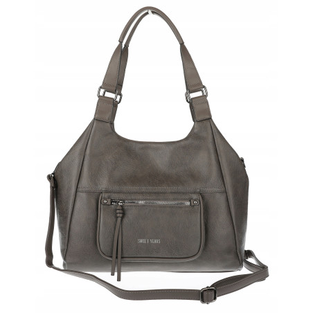 Torebka Damska Shopper worek modna lekka duża torba A4 na Ramię 6870 Szara