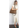 Torebka Damska Shopper worek modna duża torba A4 na Ramię 6870 Brązowa