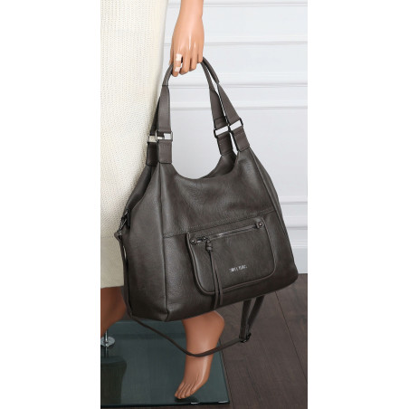 Torebka Damska Shopper worek modna lekka duża torba A4 na Ramię 6870 Szara