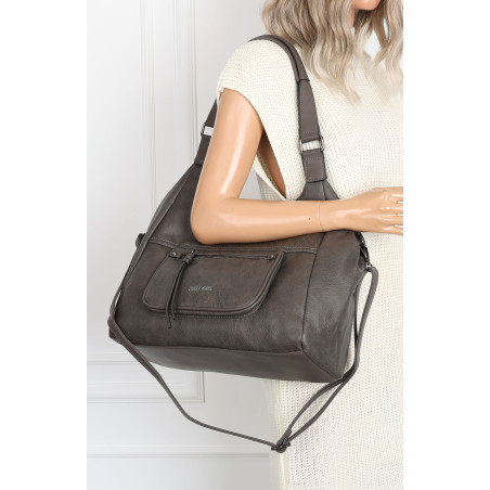 Torebka Damska Shopper worek modna lekka duża torba A4 na Ramię 6870 Szara