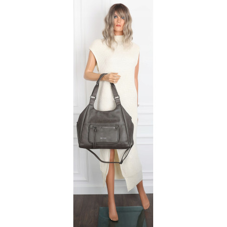 Torebka Damska Shopper worek modna lekka duża torba A4 na Ramię 6870 Szara