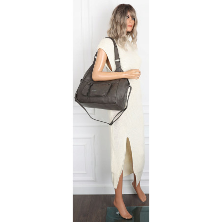 Torebka Damska Shopper worek modna lekka duża torba A4 na Ramię 6870 Szara