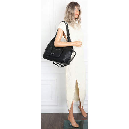 Torebka Damska Shopper worek modna lekka duża torba A4 na Ramię 6870 Czarna