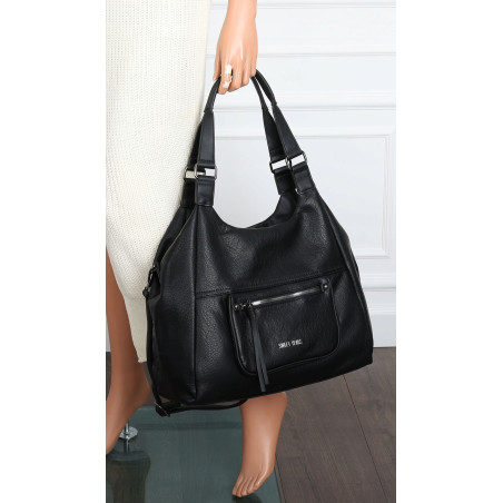 Torebka Damska Shopper worek modna lekka duża torba A4 na Ramię 6870 Czarna