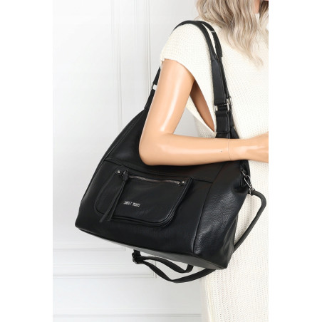 Torebka Damska Shopper worek modna lekka duża torba A4 na Ramię 6870 Czarna