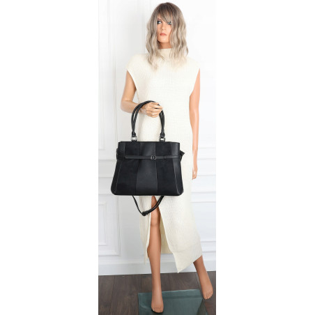 Torebka damska kuferek A4 elegancka do pracy włoska marka MC371 Czarna