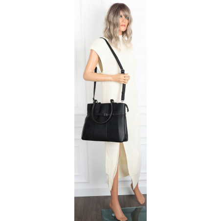 Torebka damska kuferek A4 elegancka do pracy włoska marka MC371 Czarna