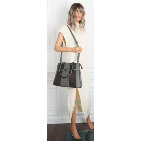 Torebka damska kuferek A4 elegancka lekka do pracy włoska marka MC371 Szara