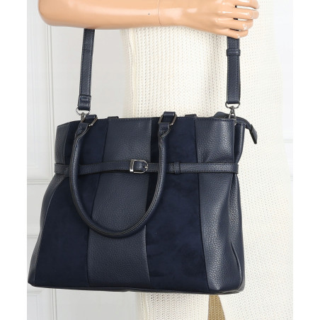 Torebka damska kuferek A4 elegancka do pracy włoska marka MC371 Granatowa