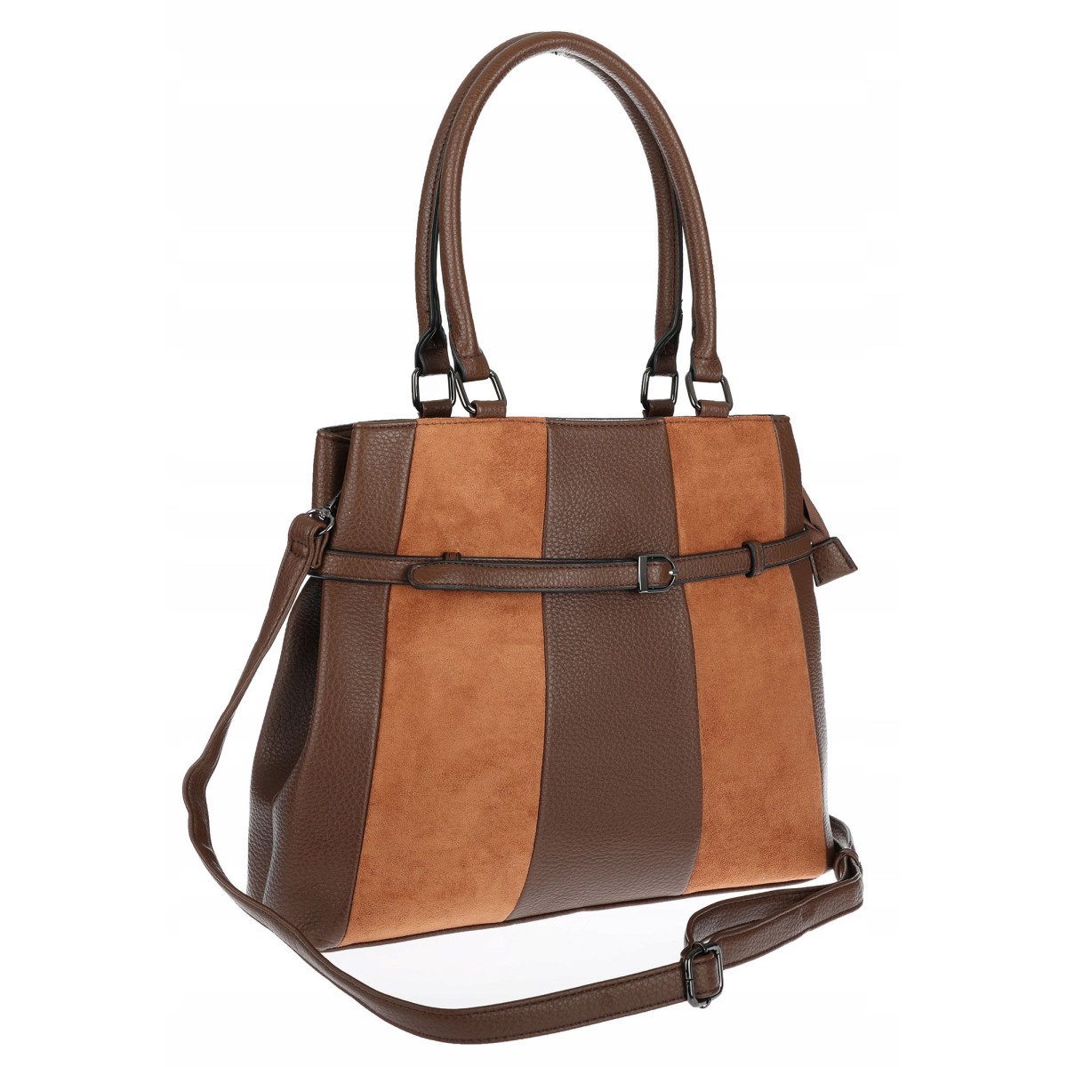 Torebka damska kuferek A4 elegancka do pracy włoska marka MC371 Brązowa