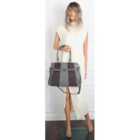 Torebka damska kuferek A4 elegancka lekka do pracy włoska marka MC371 Szara