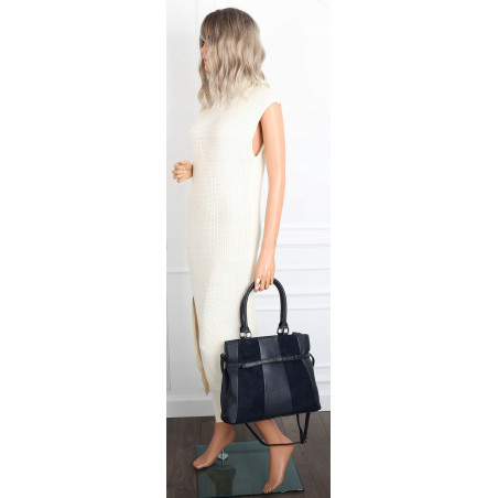 Torebka damska kuferek A4 elegancka do pracy włoska marka MC371 Granatowa