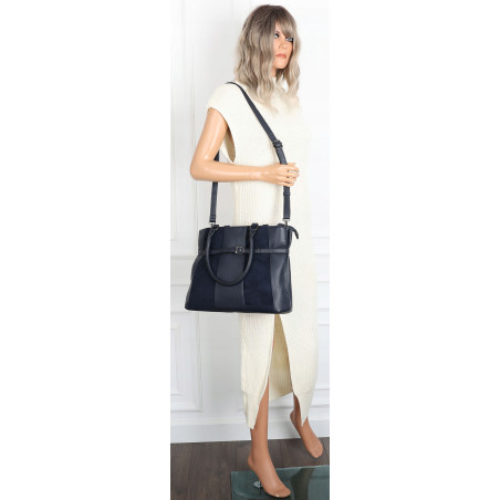 Torebka damska kuferek A4 elegancka do pracy włoska marka MC371 Granatowa