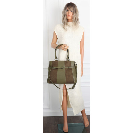 Torebka damska kuferek A4 elegancka do pracy włoska marka MC371 Zielona