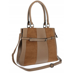 Torebka damska kuferek A4 elegancka do pracy włoska marka MC371 Brązowa