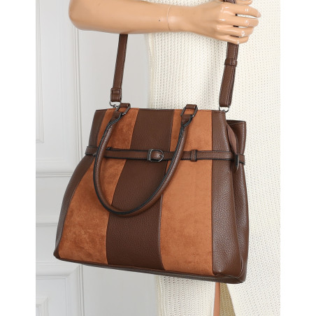 Torebka damska kuferek A4 elegancka do pracy włoska marka MC371 Brązowa