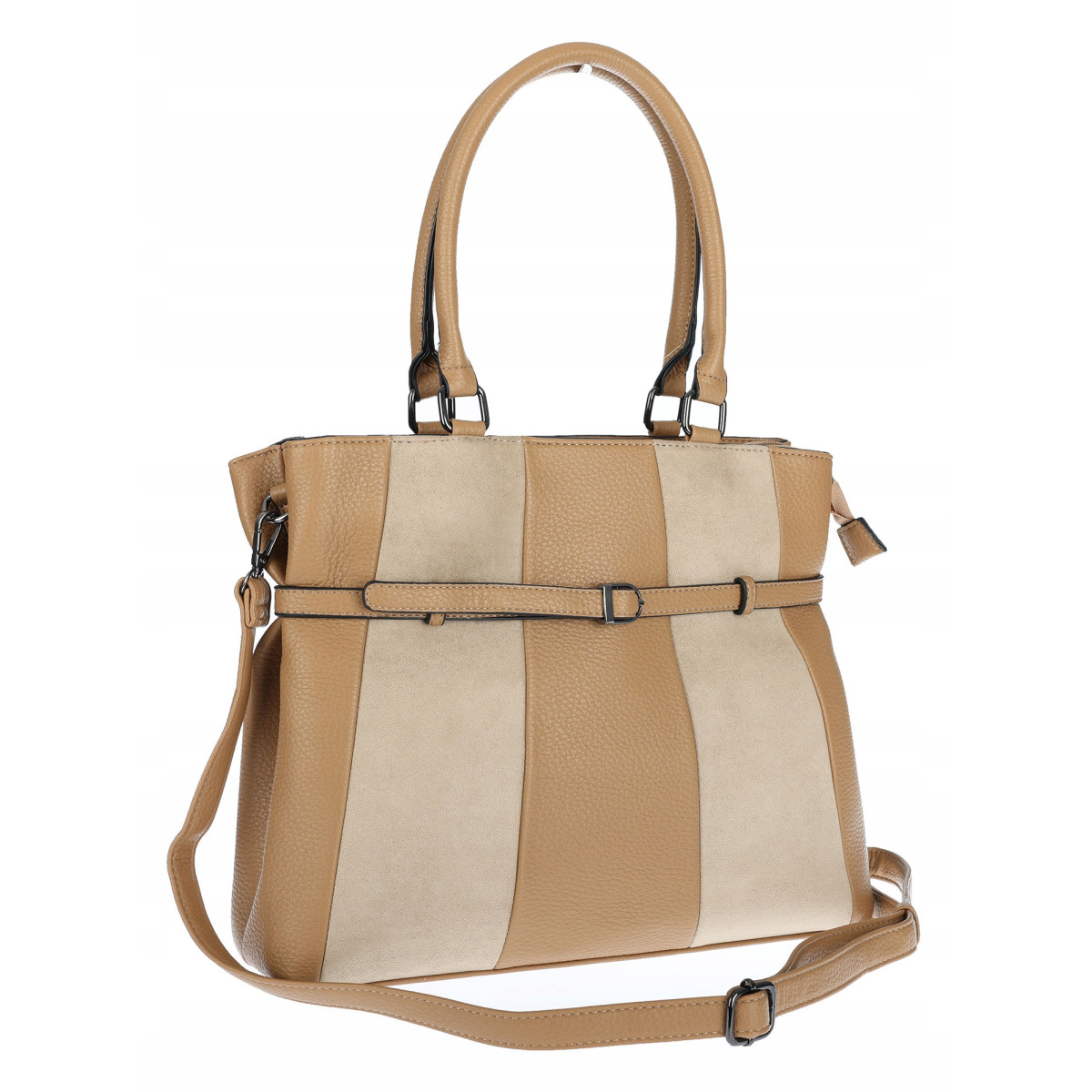 Torebka damska kuferek A4 elegancka do pracy włoska marka MC371 Beżowa