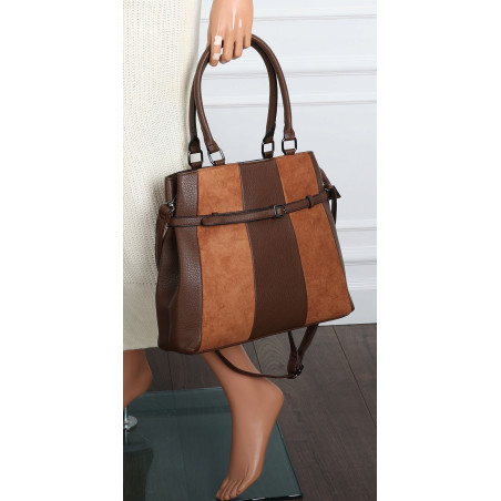 Torebka damska kuferek A4 elegancka do pracy włoska marka MC371 Brązowa